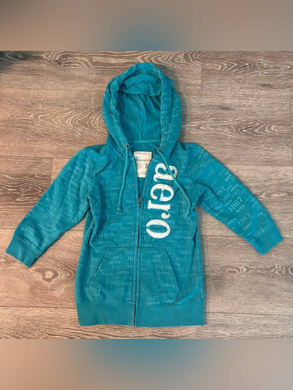 Vintage Y2K AERO Aeropostale Spell Out Womens Embroidered Zip Hoodie L Large